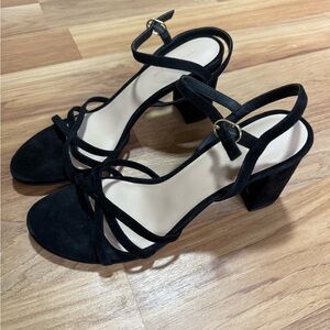 Stuart weitzman black suede strappy heel